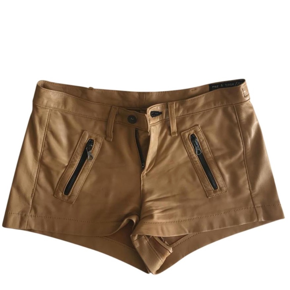 Rag & Bone Leather Shorts hot pants in Tan cognac Size 25